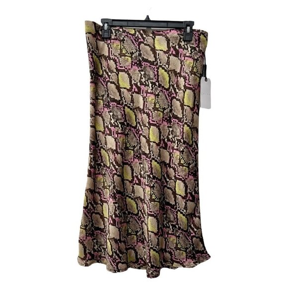 NWT Leith Size M Taupe Pink Tan Green Snakeskin Midi Skirt MSRP $49 - Picture 3 of 11